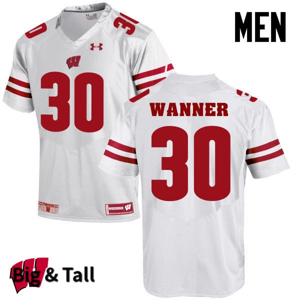 Wisconsin Badgers Men's #30 Coy Wanner NCAA Under Armour Authentic White Big & Tall College Stitched Football Jersey HW40D58OC